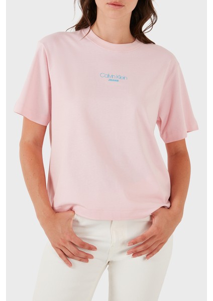 Logolu % 100 Pamuk Boxy Fit Bisiklet Yaka T Shirt LV047C858GW0S Bayan T Shirt LV047C858G W0S