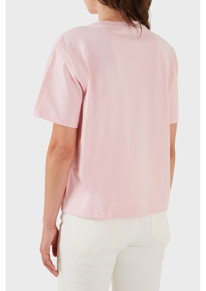 Logolu % 100 Pamuk Boxy Fit Bisiklet Yaka T Shirt LV047C858GW0S Bayan T Shirt LV047C858G W0S fiyatları