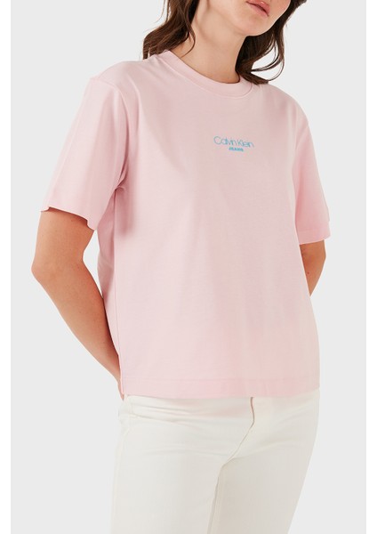 Logolu % 100 Pamuk Boxy Fit Bisiklet Yaka T Shirt LV047C858GW0S Bayan T Shirt LV047C858G W0S fırsatları