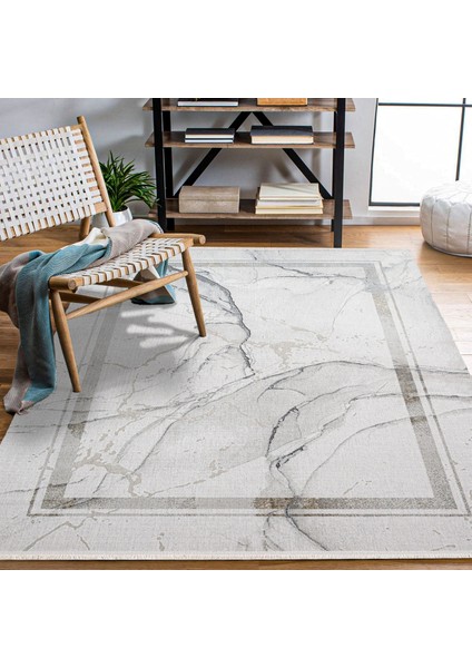 Mermer Gri Pamuk Dikdörtgen Modern Desenli Pamuk Makinada Yıkanabilir Hav Toz Vermez Leke Tutmayan Kaymaz Taban Dijital Makine Baskı Salon Yolluk Mutfak Halı