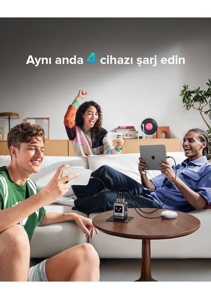 Nexode Uno 100W Robot Gan Hızlı Şarj Cihazı 3xusb-C, 1xusb-A, Gri, 45515B