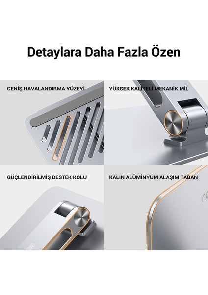 Yükseklik ve Açı Ayarlı Alüminyum Tablet Notebook Standı modelleri