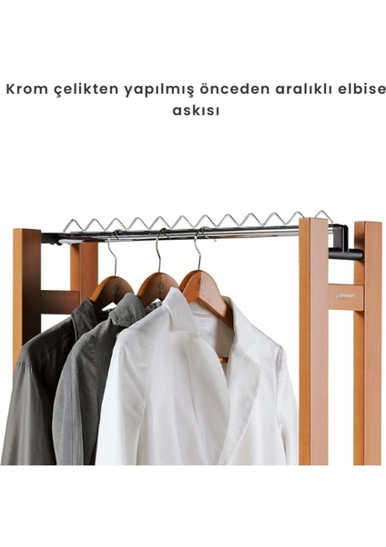 Snake 90 Katlanabilir Elbise Askısı Ceviz Rengi