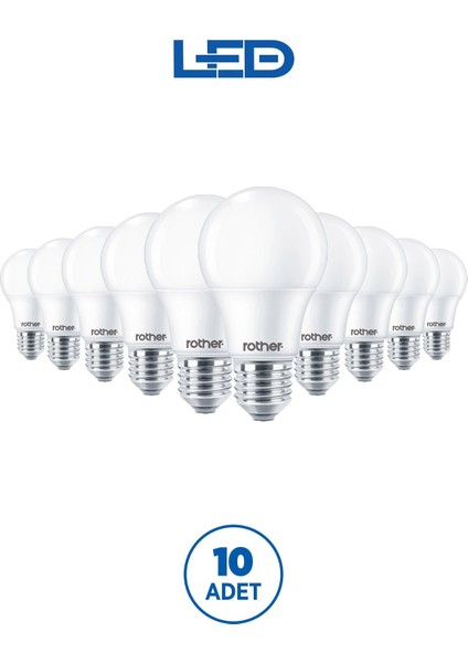 RTL01115-10 Rother A60 LED Ampul 15W E27 1520 Lümen 4000K Gün Işığı Enerji Tasarruflu Ampul 10 Adet
