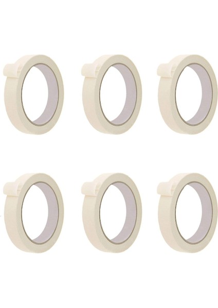 6 Adet Maskeleme Bandı Boya Bandı 18MM x 25 Metre Kağıt Bant