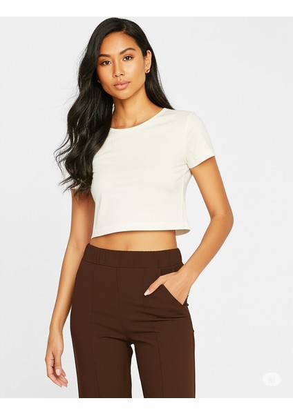 Kadın Yüksek Bel Lastikli Palazzo Pantolon Çimalı Cepli Krep Kumaş Yırtmaçlı Likralı Rahat Kesim Tam Kalıp fiyatları