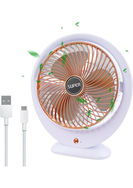 Masa Vantilatörü Elektrikli Mini Masa Vantilatörü 3 Hız Ayarlanabilir Güçlü Rüzgar 360 ° Döndürme Taşınabilir Masaüstü Fan Ofis Ev Yatak Odası Dış Mekan Kamp Için Sessiz Soğutma Fanı (Altın B)