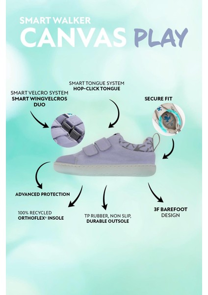 Smart Walker Canvas Play Lila Barefoot Çocuk Ayakkabı fiyatları