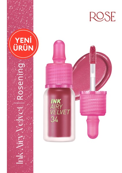 Uzun Süre Kalıcı ve Hafif Formüllü, Kadife Bitişli Tint PERIPERA Ink Airy Velvet (34 Plum Rose)