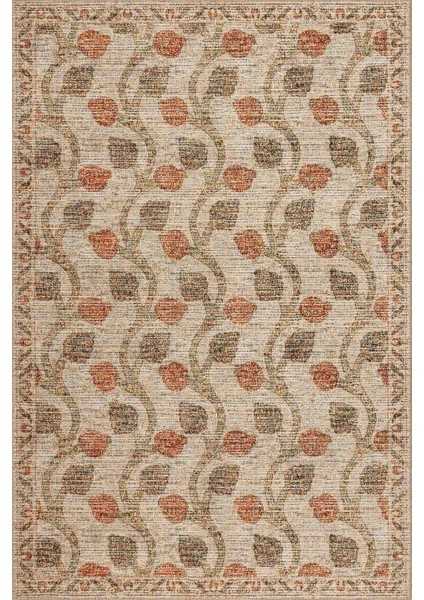 Nora Bej / Turuncu Vintage Dokulu Nar Desenli Dokuma Tabanlı Şönil Halı Al 486 fiyatları