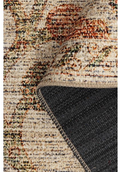 Nora Bej / Turuncu Vintage Dokulu Nar Desenli Dokuma Tabanlı Şönil Halı Al 486 indirimleri