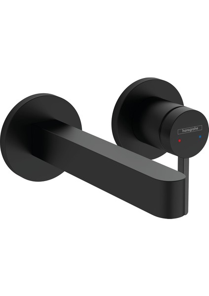 Waschtischarmatur Unterputz Für Wandmontage Finoris, Wasserhahn Bad Mit Ablaufgarnitur Unverschließbar, Badarmatur Wassersparend, Mattschwarz