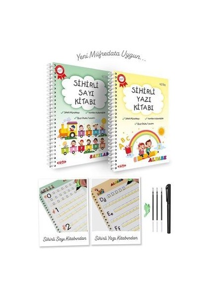 Okul Öncesi Eğitici Kitap Seti: Sihirli Yazı ve Sayı Kitabı (2'li Set) - 3-5 Yaş İçin