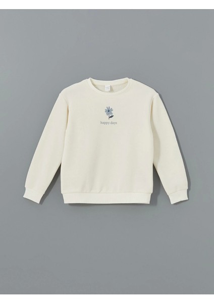 Lcw Kids Ekru Bisiklet Yaka Çiçekli Kız Bebek Sweatshirt ve Tayt 2'li fırsatları