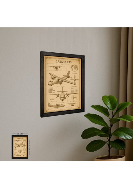 Casa CN-235 Tablo Metal Çerçeveli Ahşap Pilot - Havacı - Uçak Tutkunu
