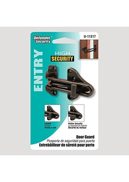 Güvenlik U 11317 Swing Bar Kapı Koruyucu, Yüksek Güvenlikli Aux Kilidi, Klasik Bronz Kaplama, Tekli Paket modelleri