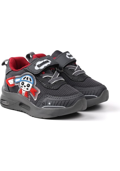 Unisex Bebe Füme Kırmızı Figürlü Işıklı Cırtlı Sneaker Günlük Spor Ayakkabı