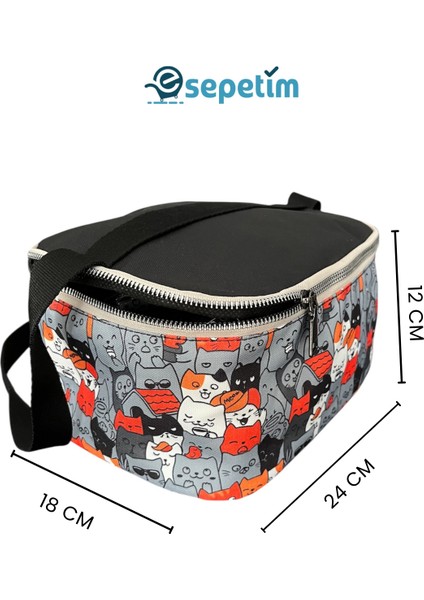 Sevimli Kedi Desenli Okul Çantası Seti - 3'lü, Sırt Çantası, Termal Beslenme Çantası ve Kalemlik indirimleri