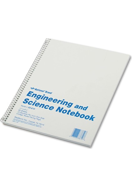 Mühendislik & Bilim Notebook, Beyaz, 27,9 x 21,6 cm 60 Yaprak (33610)