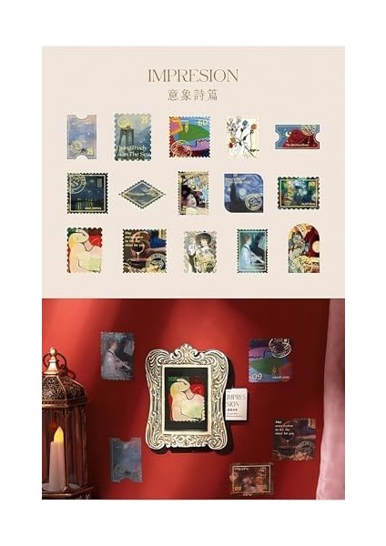 Impresyonist Pul Temalı 45 Adet Sticker Seti - Bullet Journal fiyatları