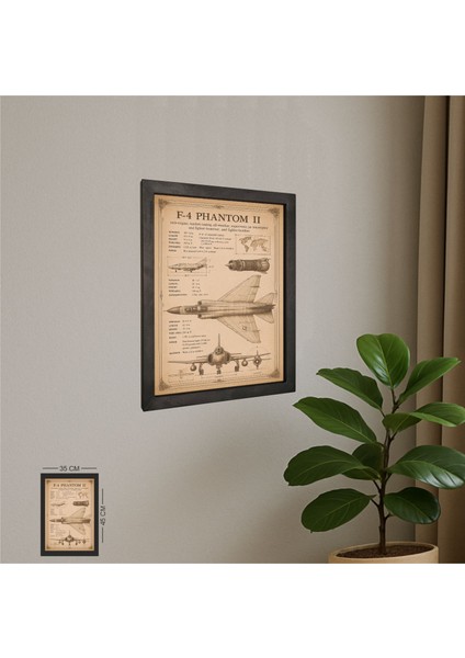 F4 Phantom Iı Tablo Metal Çerçeveli Ahşap Pilot - Havacı - Uçak Tutkunu