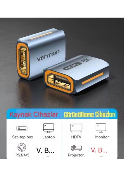 HDMI Dişiden Dişiye HDMI 2.1 Uzatma Dönüştürücü Adaptör 48Gbps 8K+4K Desteği Ce Lisanslı Orjinal Çevirici Dönüştürücü Adaptör fiyatları