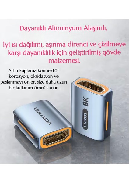 HDMI Dişiden Dişiye HDMI 2.1 Uzatma Dönüştürücü Adaptör 48Gbps 8K+4K Desteği Ce Lisanslı Orjinal Çevirici Dönüştürücü Adaptör indirimleri