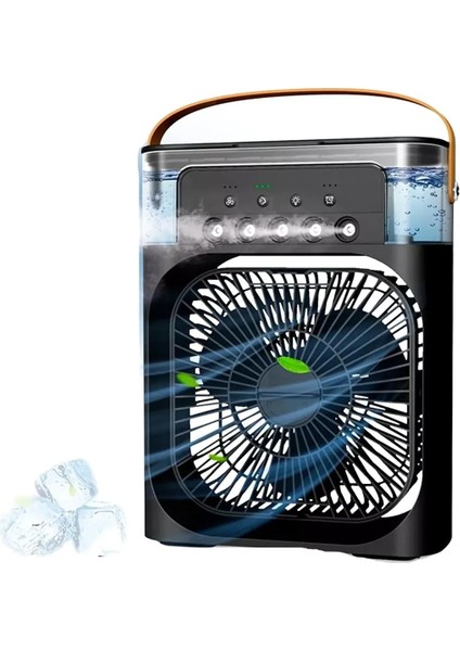 Buharlı Vantilatör Masaüstü Fan Klima Buharlı Hava Nemlendiricili Vantilatör Buzlu Hava Nemlendirici Özellikli 7 Renk LED Asorti Renk