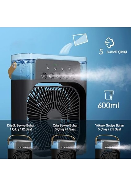 Buharlı Vantilatör Masaüstü Fan Klima Buharlı Hava Nemlendiricili Vantilatör Buzlu Hava Nemlendirici Özellikli 7 Renk LED Asorti Renk fiyatları