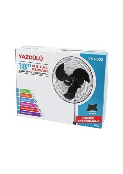 Tipi Ayaklı Vantilatör 140CM - 3 Kademeli 3 Metal Kanatlı 80W Güçlü Fan 18 Inç fiyatları