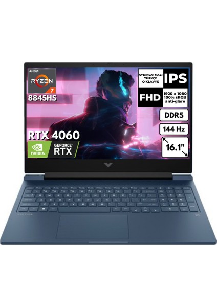 Victus 16-S1011NT Ryzen 7 8845HS 24-Gbddr5 1 Tbssd 8gb RTX4060 16.1" 144 Hz Fhd Windows 11 Pro Gaming Laptop 9Z791EAAT68