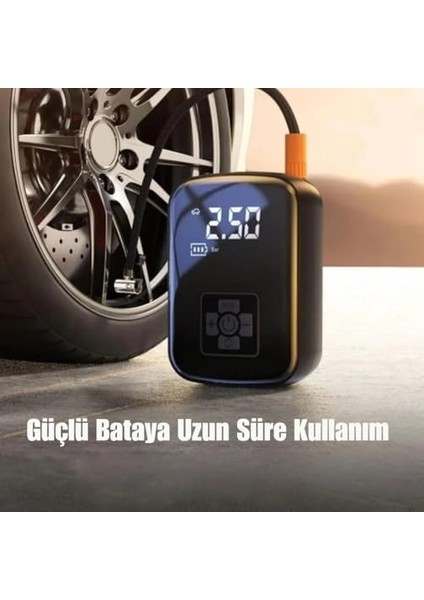 Kompresörü, 150 Psı Dijital Göstergeli Oto Kompresör, Araba, Motosiklet, Bisiklet ve Top Için, Taşınabilir Şarjlı Kullanım, Fener Işığı, 4000 Mah Batarya, 3 Farklı Başlık (Psı,kpa,bar,kg/cm²) modelleri