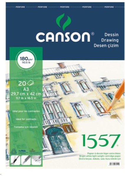 1557 Resim ve Çizim Blok 180GR A4 20YP Üstten Spiralli Resim Defteri