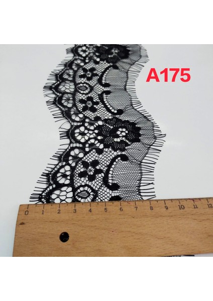 8,5 cm Siyah Sakallı Dantel- Kirpik Dantel Siyah Dantel Kumaşlar Dıy Elbise-3 Metre