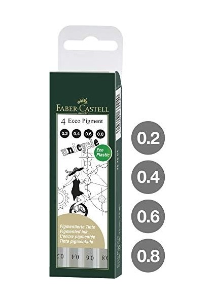 Pigment Çizim Kalemi Seti, 4 Lü Siyah, 0.2/0.4/0.6/0.8 mm Uç, Su ve Işık Geçirmez Mürekkep, Cetvel ve Şablon Uyumlu modelleri