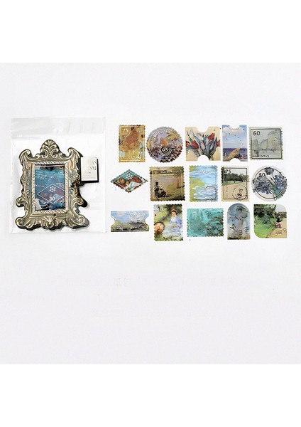 Romantik Sanat Pul Temalı 45 Adet Sticker Seti - Bullet Journal