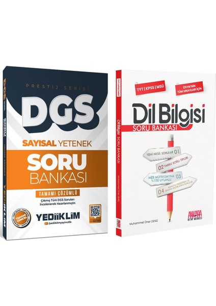 Yediiklim 2026 Dgs Sayısal Yetenek ve Akm Dil Bilgisi Soru Bankası Seti 2 Kitap