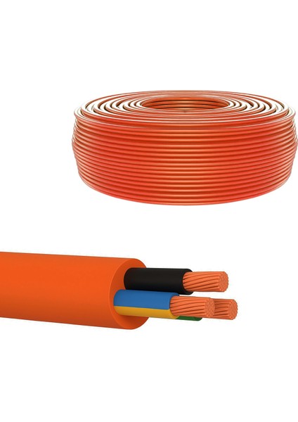 Ttr Cca Çok Telli 3x2.5 mm 100 Metre Elektrik Kablosu Turuncu Renk Topraklı Iletken Kablo H05VV-F fırsatları