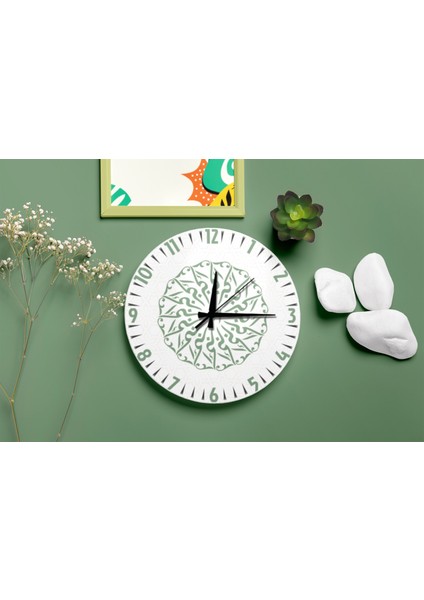 Islami Motifli Dekoratif Sessiz Mekanizma Duvar Saati – Modern ve Şık Tasarım