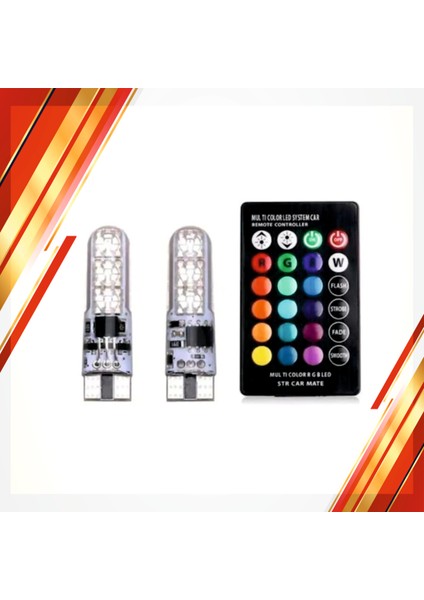 Kumandalı Rgb T10 Park Ledi Far Ledi Renkli Park Ampulü