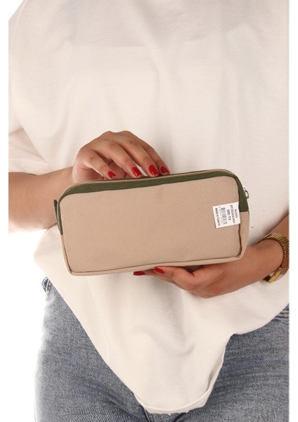 Açık Kahverengi İki Gözlü Krinkıl Kumaş Kalem Çantası Kalemlik (173) fiyatları