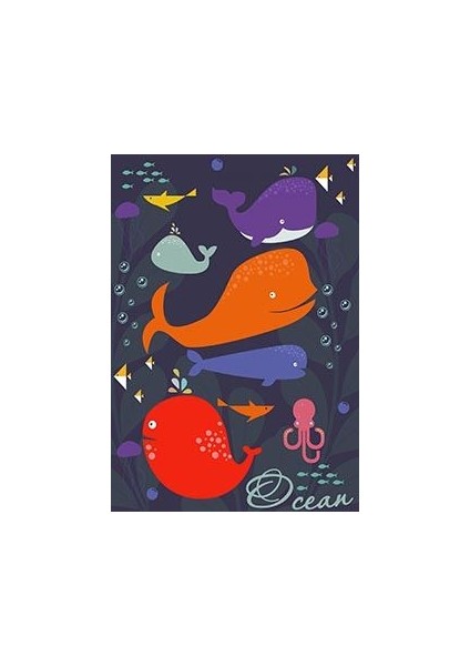 Lucillea Çocuk Mor Polyester Dikdörtgen Modern Desenli Pamuk Makinada Yıkanabilir Hav Toz Vermez Leke Tutmayan Kaymaz Taban Dijital Makine Baskı Salon Yolluk Mutfak Halı