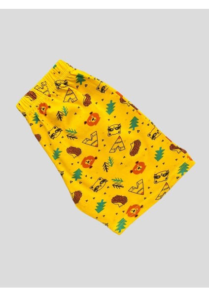 Erkek Çocuk %100 Pamuklu Sarı Ayıcık Çadır Kamp Desenli Kısa Kollu Şortlu Pijama Takımı fırsatları