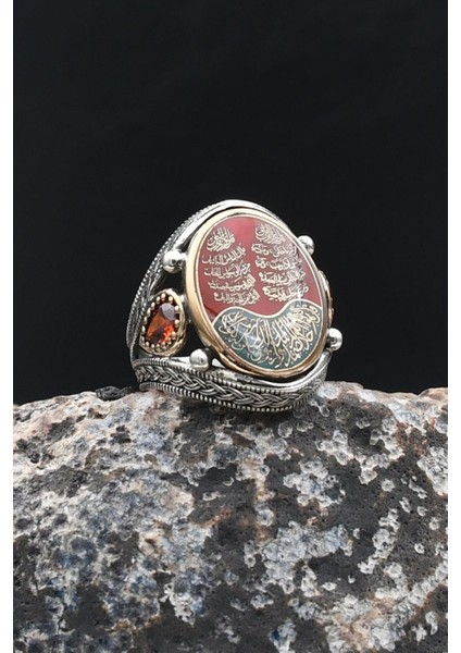 Nas ve Felak ve Ihlas Sureleri 925 Ayar Gümüş Yüzük Mineli 902203 fırsatları