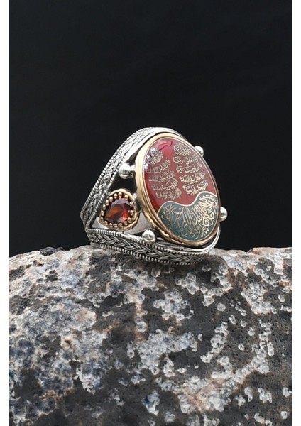 Nas ve Felak ve Ihlas Sureleri 925 Ayar Gümüş Yüzük Mineli 902203 indirimleri