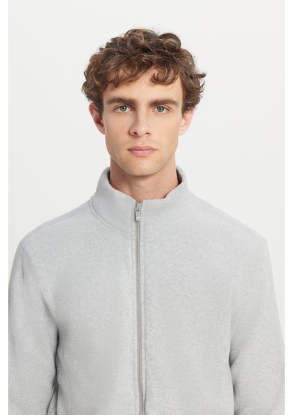 Erkek Gri Anti-pilling Tüylenme Yapmayan Standart Fit Normal Kesim Dik Yaka Sweatshirt Polar Ceket fırsatları