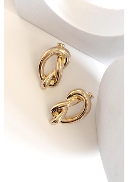 Modern Gold Düğüm Küpe
