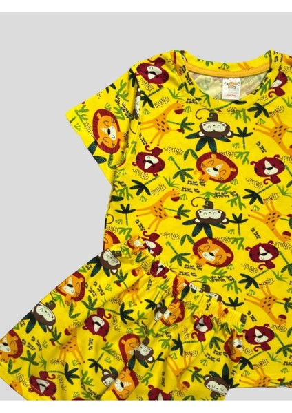 Erkek Çocuk %100 Pamuklu Safari Desenli Sarı Kısa Kollu Şortlu Pijama Takımı modelleri