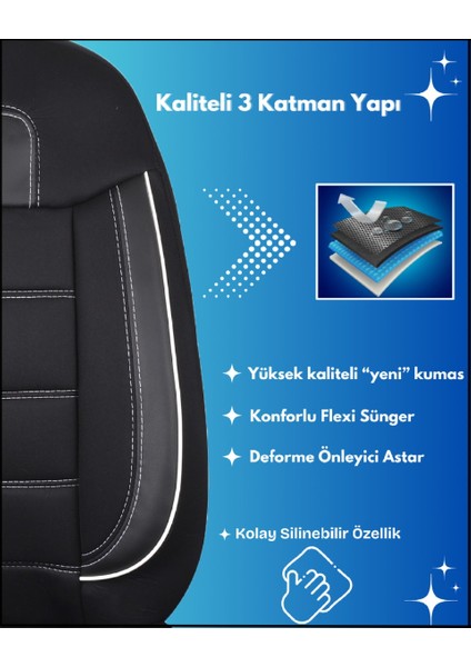 Ford Fiesta 1995-2025 Uyumlu Özel Tasarım Oto Koltuk Kılıfı Seti Basic B indirimleri