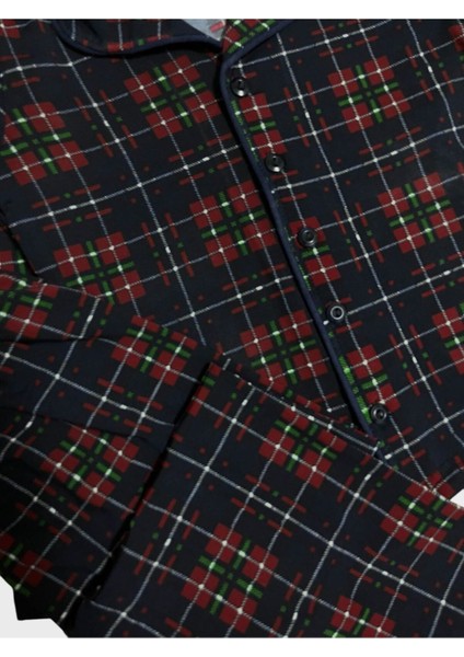 Erkek Çocuk Pamuklu Bordo Ekose Kumaş Gömlek Yaka Boydan Düğmeli Mevsimlik Pijama Takımı fırsatları